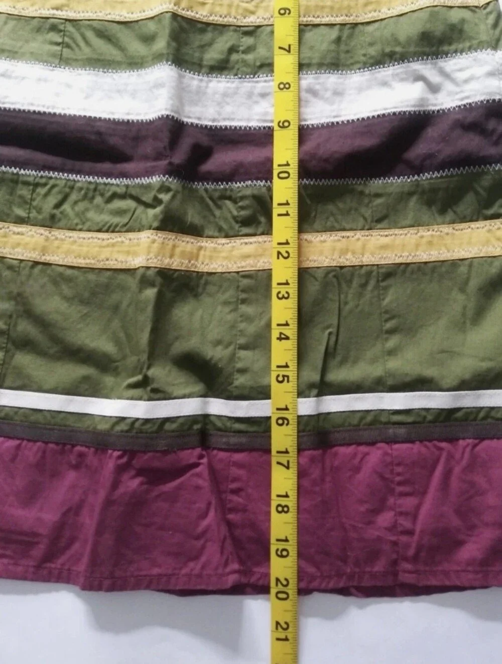 Olive Green Multicolor Striped A-Line Skirt with Side Zipper SZ EU 36/US 2 or 4 - Picture 7 of 8
